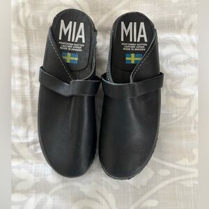 MIA Black Leather Clogs -Size 6- 6 1/2 NWOT
